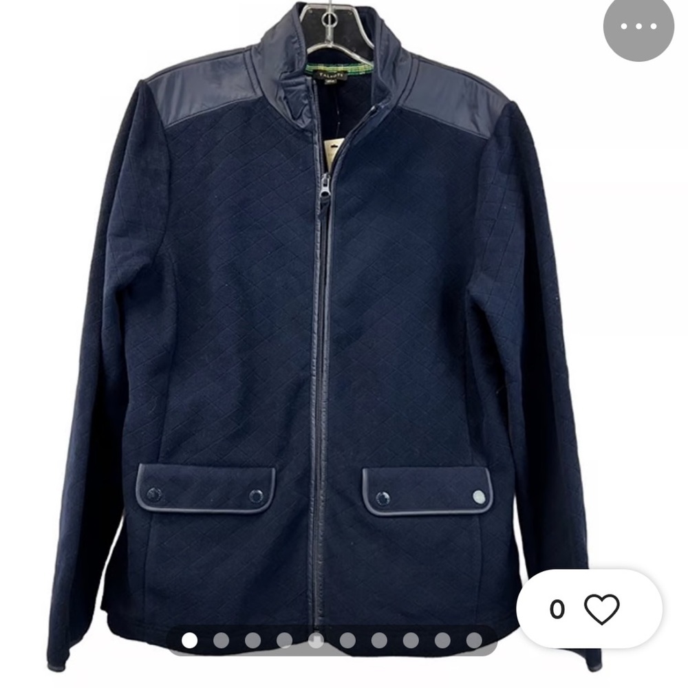 ❤️2/$15 or 3:$21❤️ Talbots Navy Blue Fleece/Quilted Zip-up Jacket, Size M - Picture 2 of 11